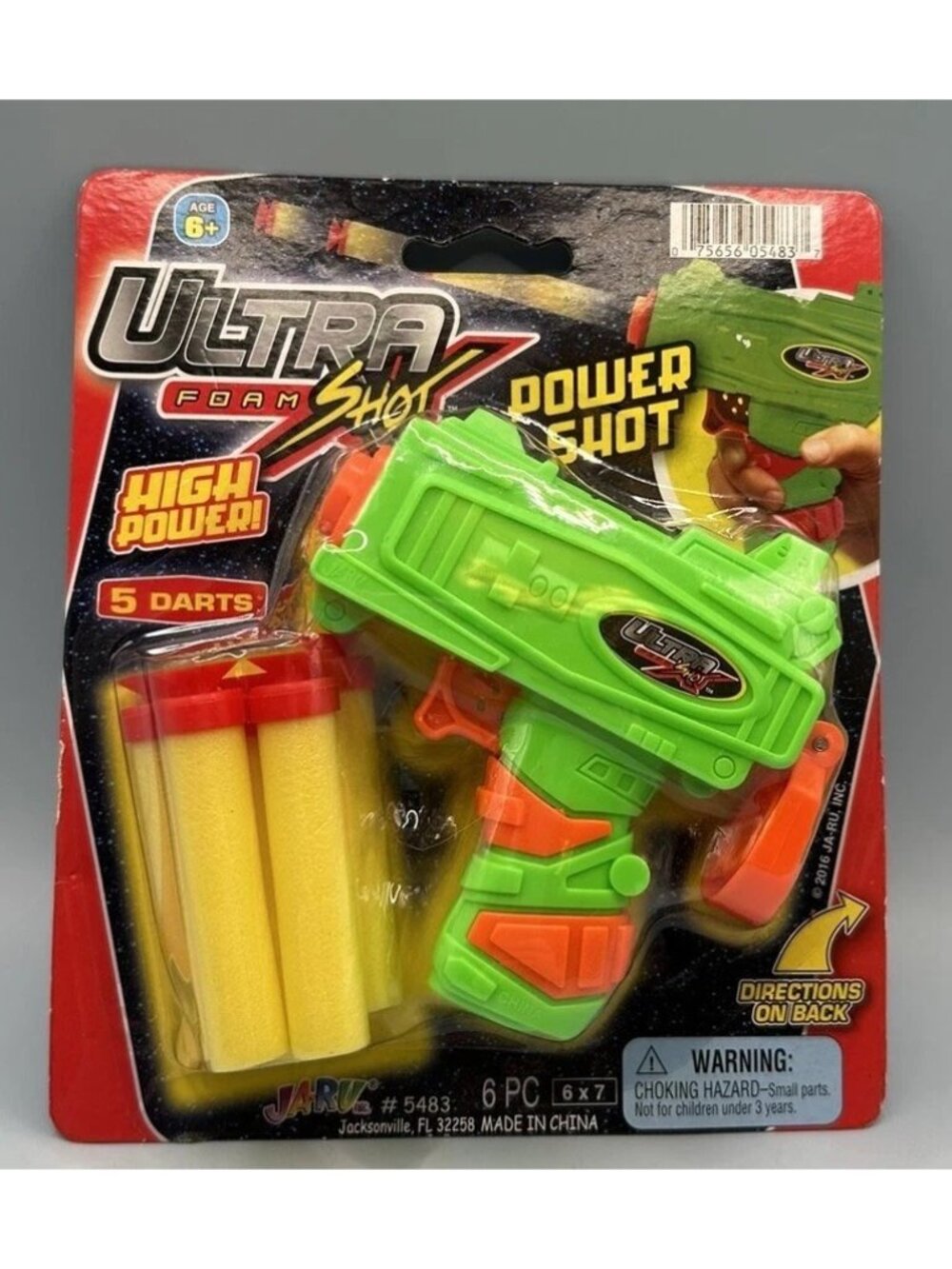 Ultra Foam Power Shot Dart Toy Gun with 5 Foam Darts Ja-Ru NIP